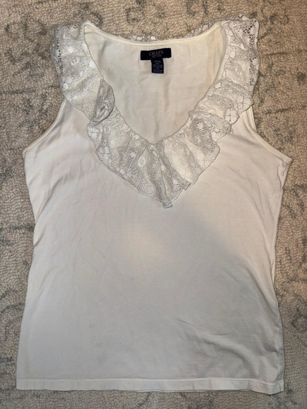 Chaps White Lace V-Neck Sleeveless Camisole